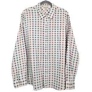 Carbon 2 Cobalt 100% Cotton White/Rainbow Check Button Front Shirt XL